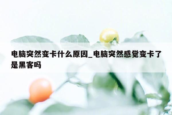 电脑突然变卡什么原因_电脑突然感觉变卡了是黑客吗