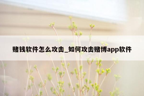 赌钱软件怎么攻击_如何攻击赌博app软件