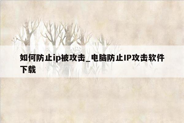 如何防止ip被攻击_电脑防止IP攻击软件下载