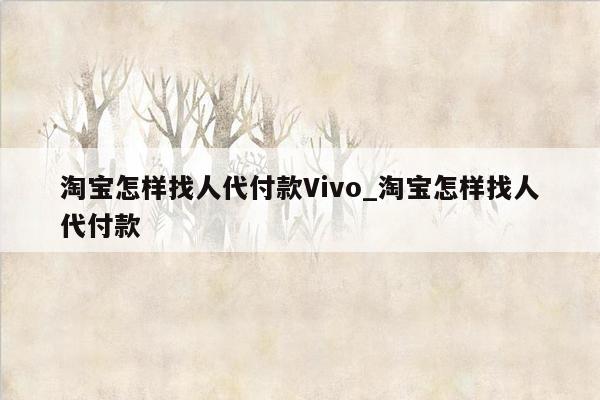 淘宝怎样找人代付款Vivo_淘宝怎样找人代付款