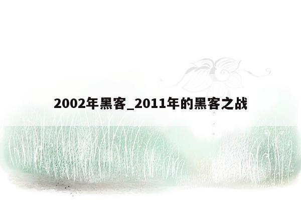 2002年黑客_2011年的黑客之战