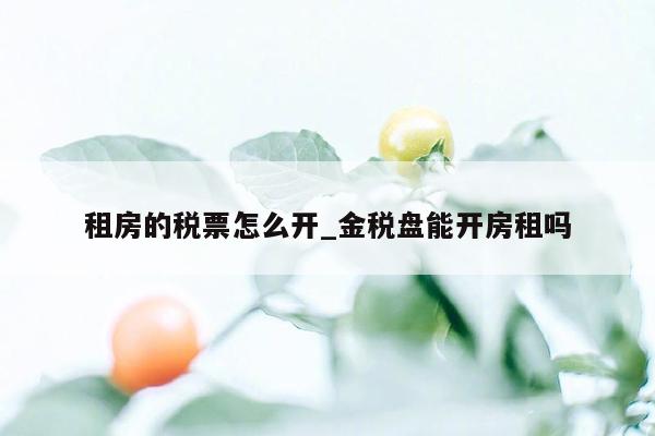 租房的税票怎么开_金税盘能开房租吗