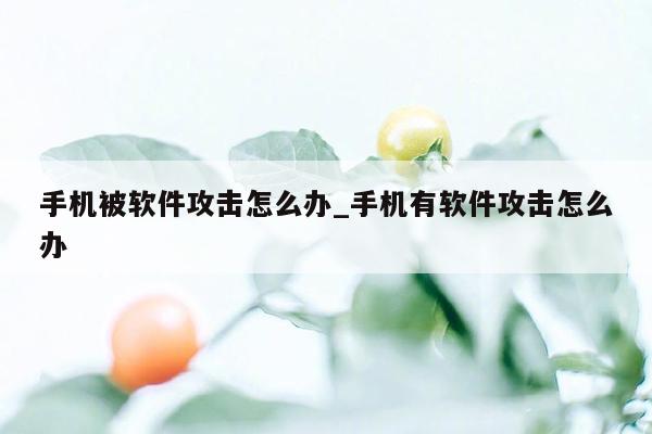 手机被软件攻击怎么办_手机有软件攻击怎么办