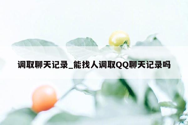 调取聊天记录_能找人调取QQ聊天记录吗