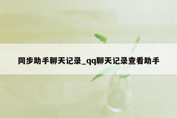 同步助手聊天记录_qq聊天记录查看助手