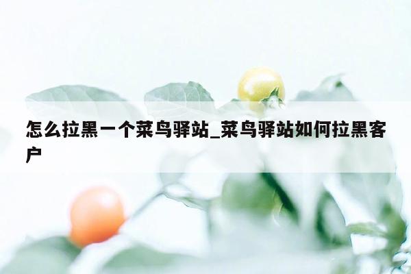 怎么拉黑一个菜鸟驿站_菜鸟驿站如何拉黑客户