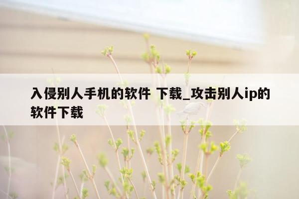 入侵别人手机的软件 下载_攻击别人ip的软件下载