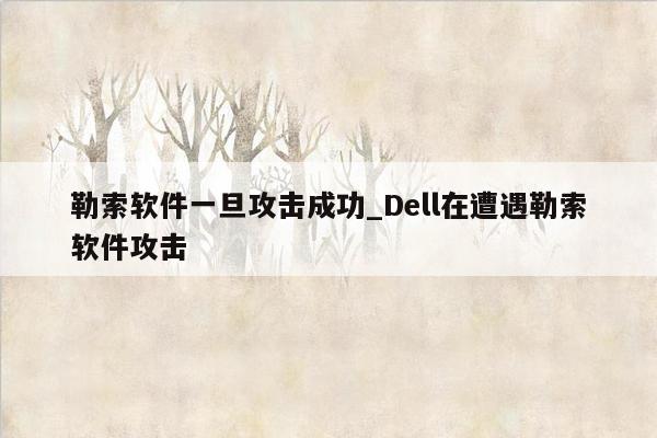 勒索软件一旦攻击成功_Dell在遭遇勒索软件攻击