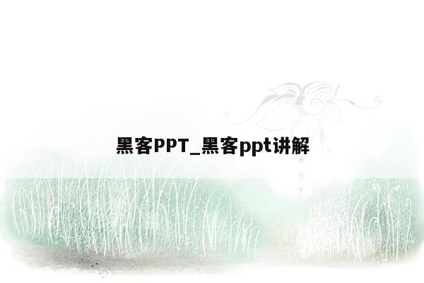 黑客PPT_黑客ppt讲解