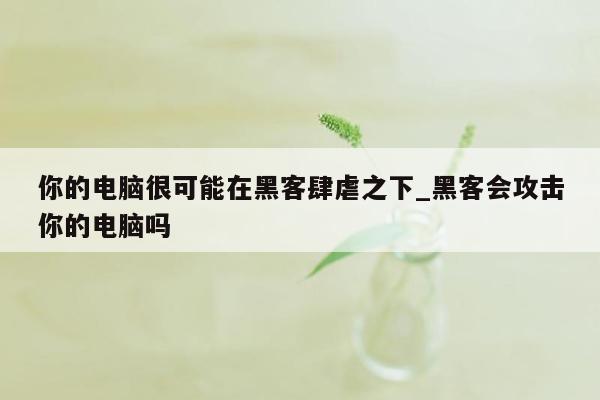 你的电脑很可能在黑客肆虐之下_黑客会攻击你的电脑吗