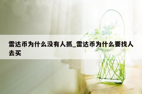 雷达币为什么没有人抓_雷达币为什么要找人去买