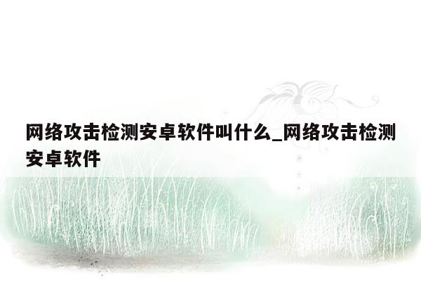 网络攻击检测安卓软件叫什么_网络攻击检测安卓软件