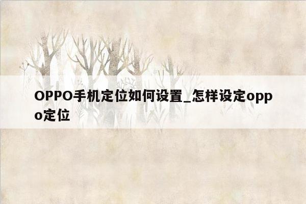 OPPO手机定位如何设置_怎样设定oppo定位