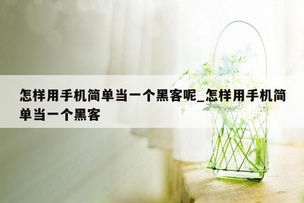 怎样用手机简单当一个黑客呢_怎样用手机简单当一个黑客