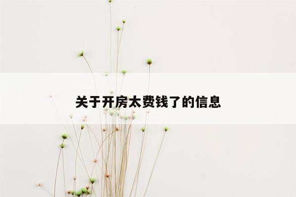 关于开房太费钱了的信息