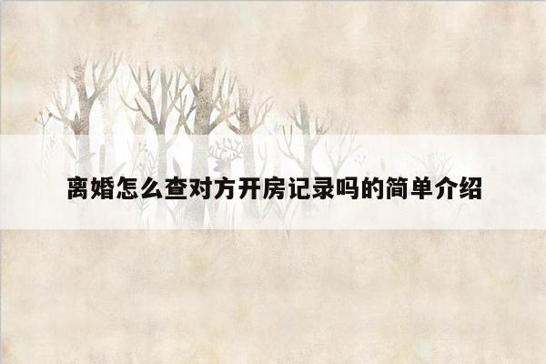 离婚怎么查对方开房记录吗的简单介绍