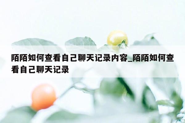 陌陌如何查看自己聊天记录内容_陌陌如何查看自己聊天记录