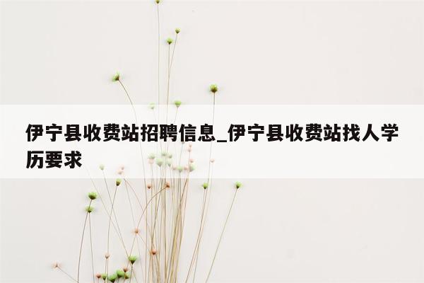 伊宁县收费站招聘信息_伊宁县收费站找人学历要求