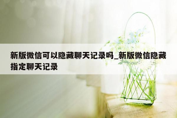 新版微信可以隐藏聊天记录吗_新版微信隐藏指定聊天记录