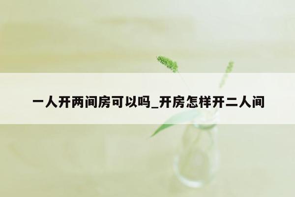 一人开两间房可以吗_开房怎样开二人间