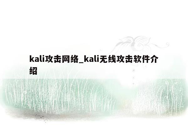 kali攻击网络_kali无线攻击软件介绍