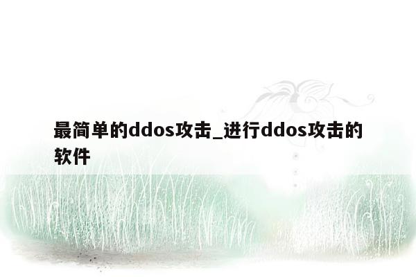 最简单的ddos攻击_进行ddos攻击的软件