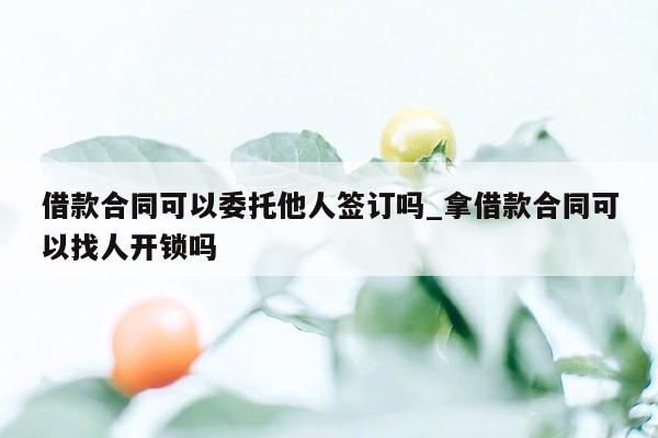 借款合同可以委托他人签订吗_拿借款合同可以找人开锁吗