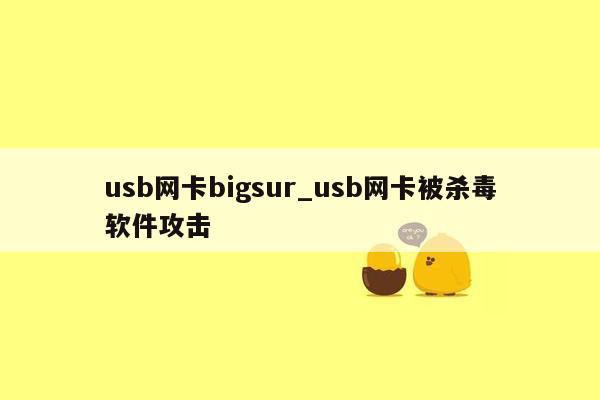 usb网卡bigsur_usb网卡被杀毒软件攻击