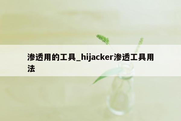 渗透用的工具_hijacker渗透工具用法