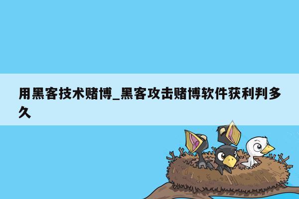 用黑客技术赌博_黑客攻击赌博软件获利判多久