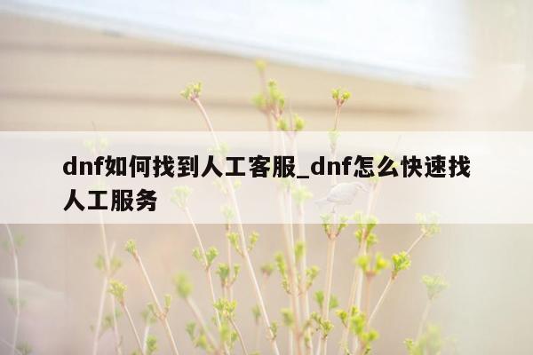 dnf如何找到人工客服_dnf怎么快速找人工服务