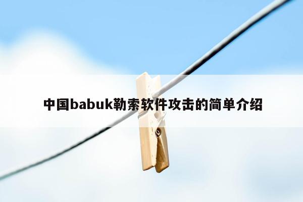 中国babuk勒索软件攻击的简单介绍