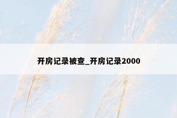 开房记录被查_开房记录2000