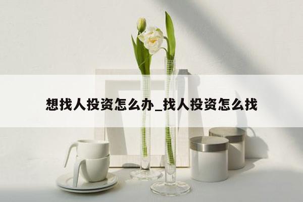 想找人投资怎么办_找人投资怎么找