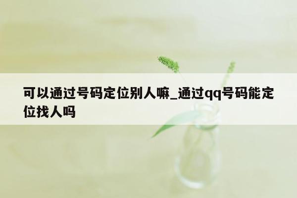 可以通过号码定位别人嘛_通过qq号码能定位找人吗