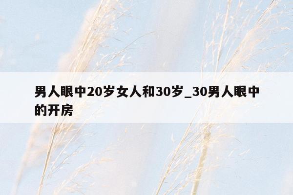 男人眼中20岁女人和30岁_30男人眼中的开房