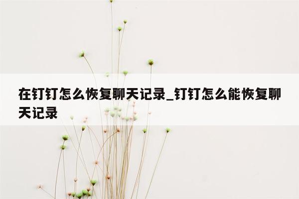 在钉钉怎么恢复聊天记录_钉钉怎么能恢复聊天记录