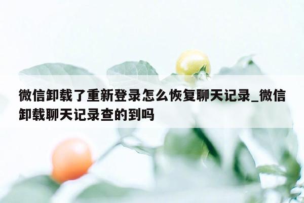 微信卸载了重新登录怎么恢复聊天记录_微信卸载聊天记录查的到吗