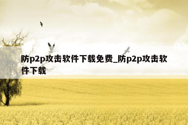 防p2p攻击软件下载免费_防p2p攻击软件下载