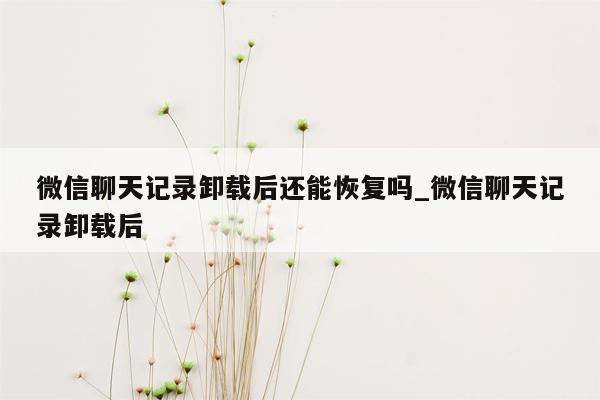 微信聊天记录卸载后还能恢复吗_微信聊天记录卸载后