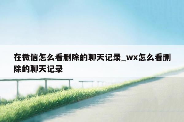 在微信怎么看删除的聊天记录_wx怎么看删除的聊天记录