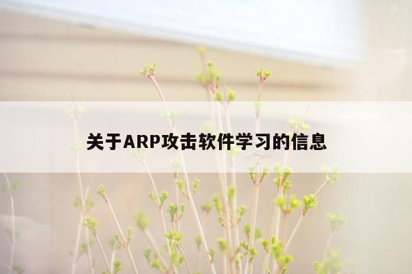 关于ARP攻击软件学习的信息