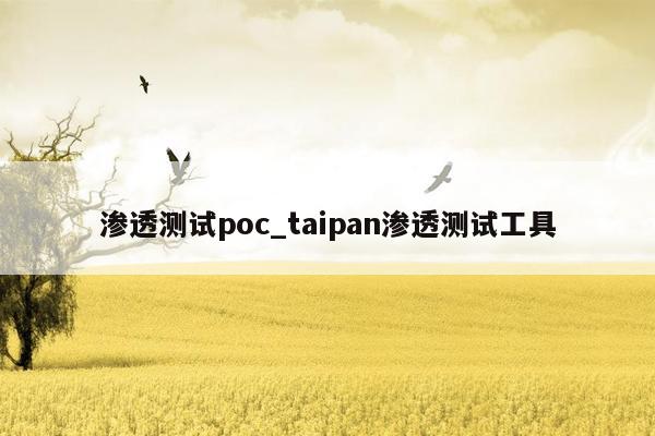 渗透测试poc_taipan渗透测试工具