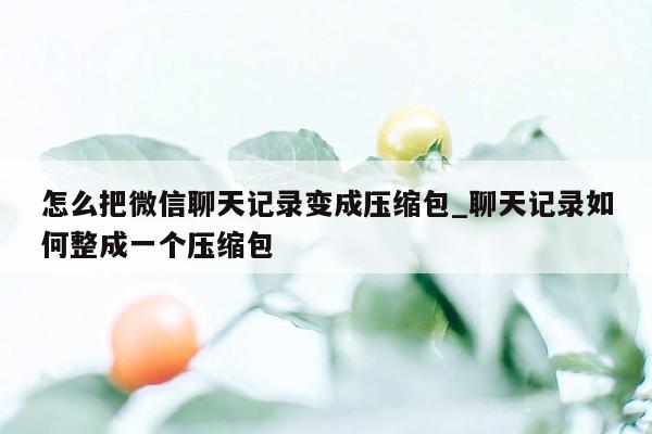 怎么把微信聊天记录变成压缩包_聊天记录如何整成一个压缩包