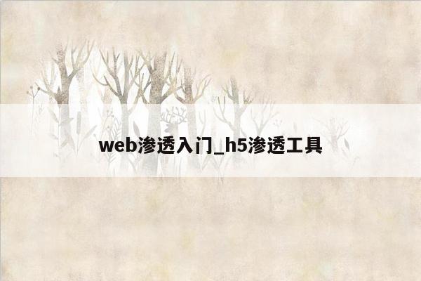 web渗透入门_h5渗透工具