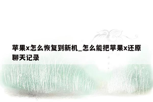 苹果x怎么恢复到新机_怎么能把苹果x还原聊天记录