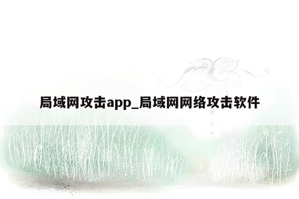 局域网攻击app_局域网网络攻击软件