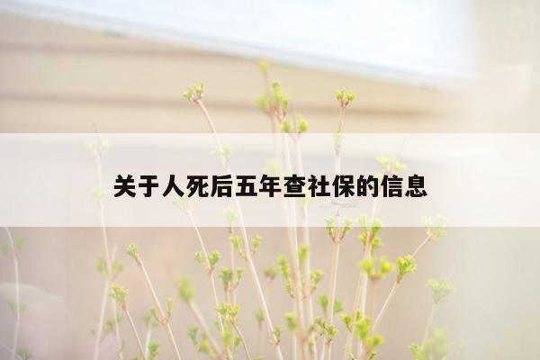 关于人死后五年查社保的信息