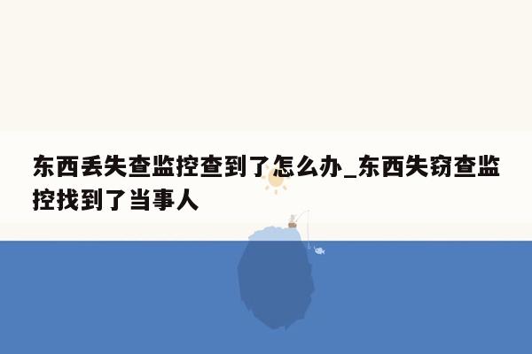 东西丢失查监控查到了怎么办_东西失窃查监控找到了当事人