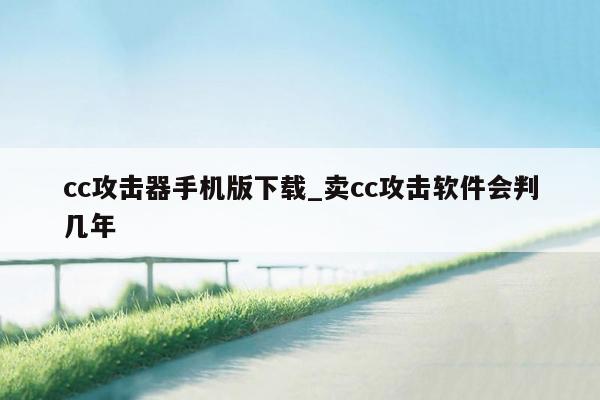 cc攻击器手机版下载_卖cc攻击软件会判几年